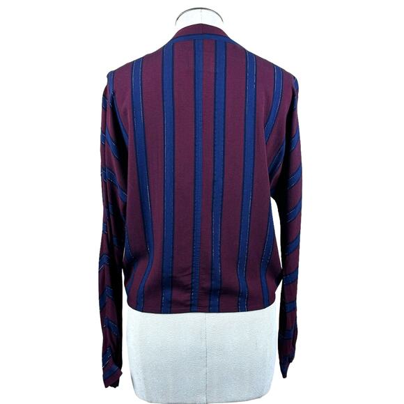 Women's Rails Sloane Janeiro Stripe Metallic Button Up V-neck Tie Front Blouse S - Picture 4 of 9